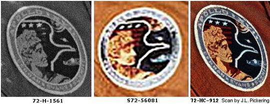 Patches worn by Apollo 17 crew on recovery ship