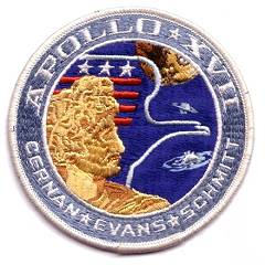 Lion Brothers Apollo 17 patch with thin plastic coating on reverse