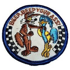 Beep beep your ass 3 inch blue border patch