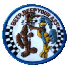 Beep beep your ass 3 inch blue border patch